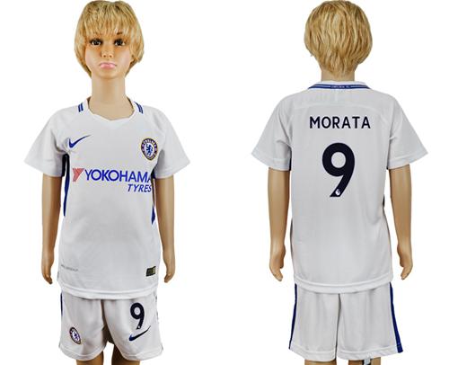 Chelsea #9 Morata Away Kid Soccer Club Jersey - Click Image to Close